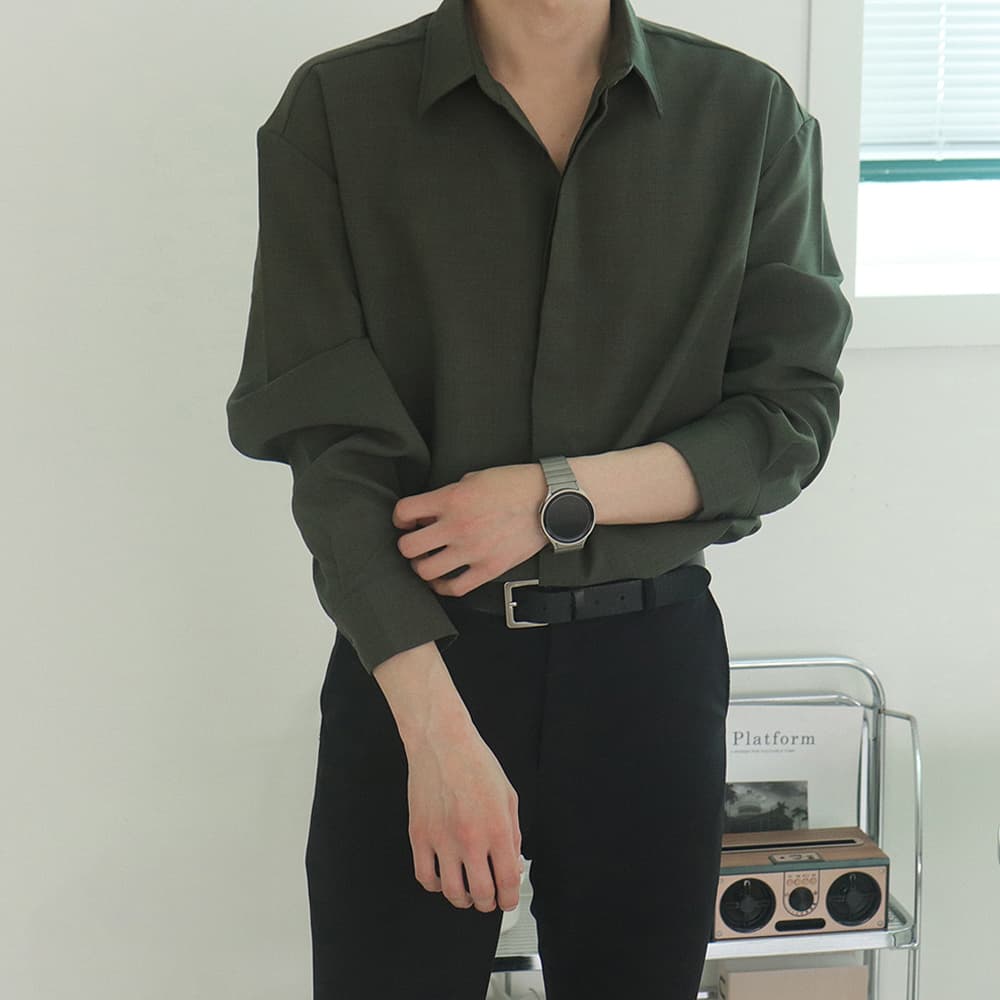 션타운 남자셔츠 링클프리 오버핏 실크 와이셔츠