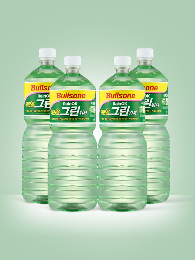 Bullsone공식몰 불스원 레인OK 에탄올 그린 워셔액 1800ml 4개입