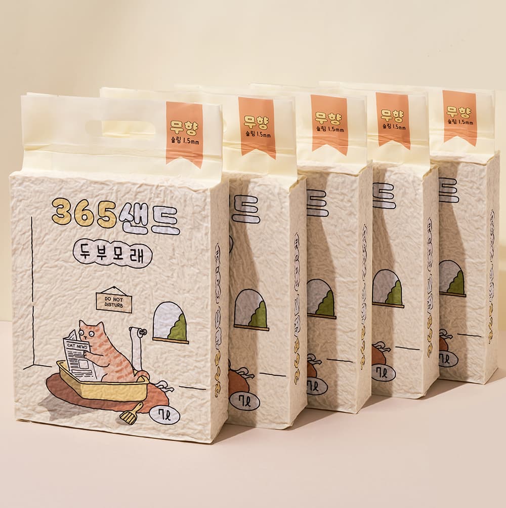 3651 브랜드스토어 365샌드 두부모래 슬림입자 1.5mm 7L X 5개입