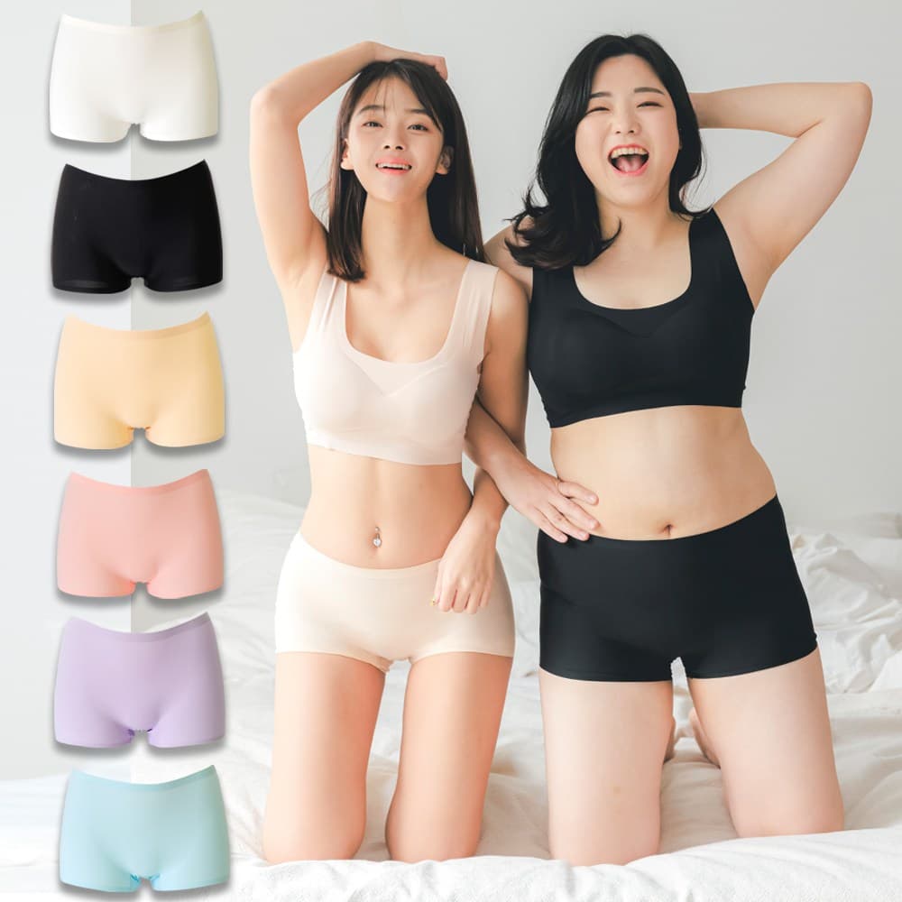 노라인피스 여성팬티 사각 드로즈 심리스 팬티 노라인 스판 속옷 세트