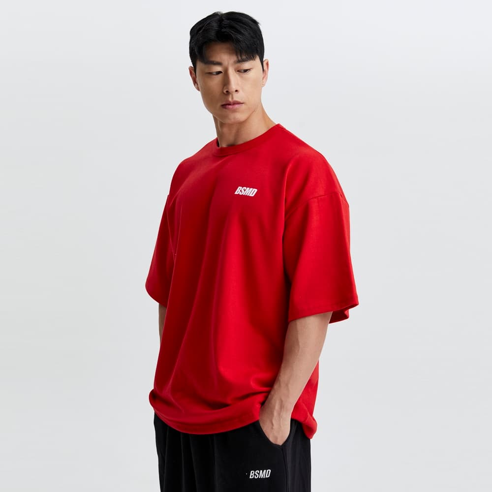 비스트모드 비스트모드 심플로고 헬스 오버핏 반팔 티셔츠 무지