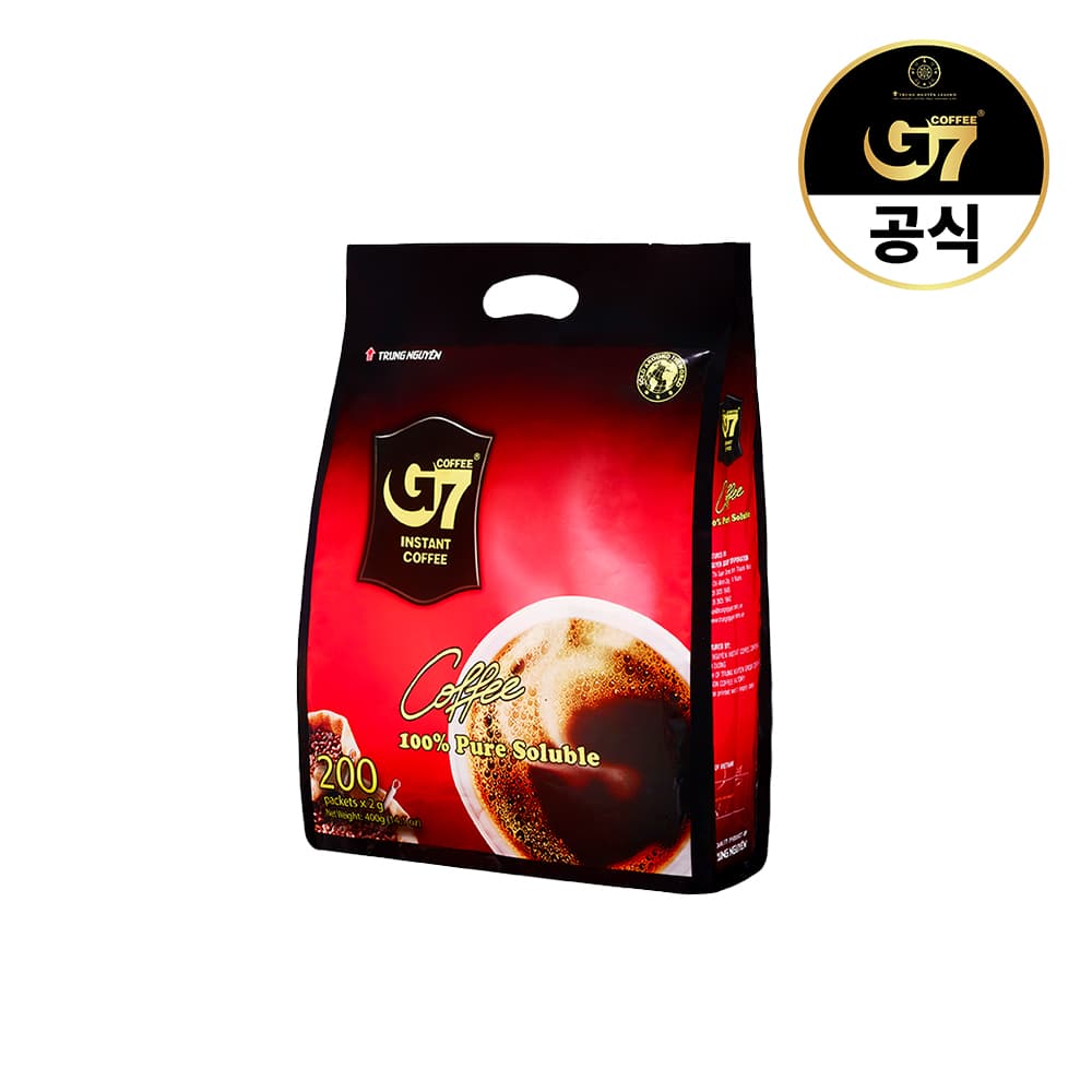 G7커피공식쭝웬레전드코리아 G7커피 베트남 퓨어블랙 스틱커피 2g 200개입