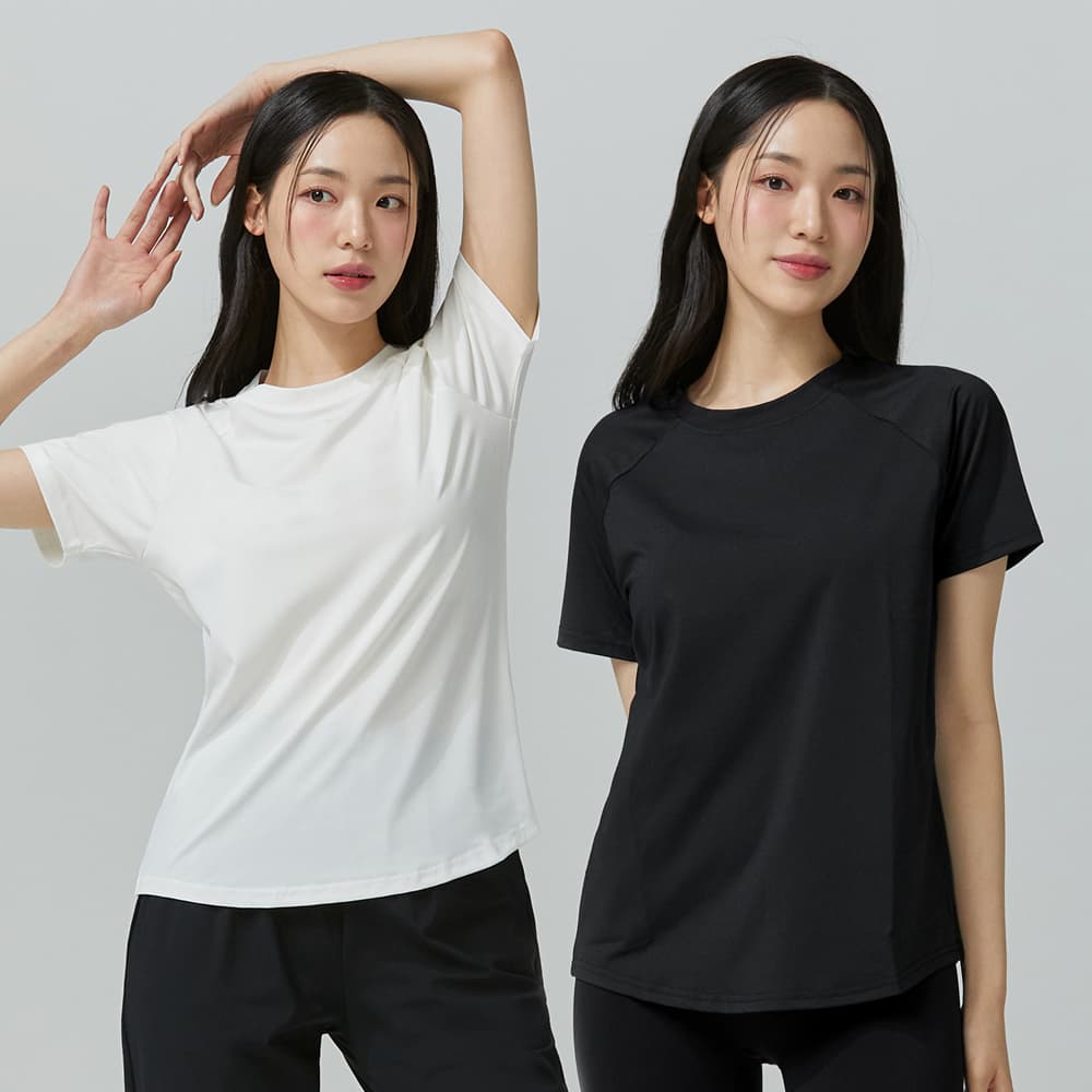 블랙몬스터핏 1+1 블랙몬스터핏 여성 쿨베이스 라이트 기능성 반팔 티셔츠