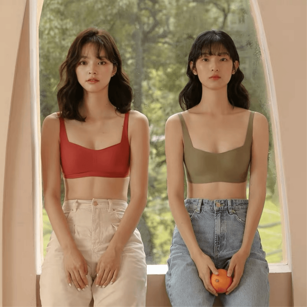 아브라 심리스브라 부유방 스퀘어넥 패드일체형 반컵 골프 라이트 무봉제 브라렛 하프컵 스포츠