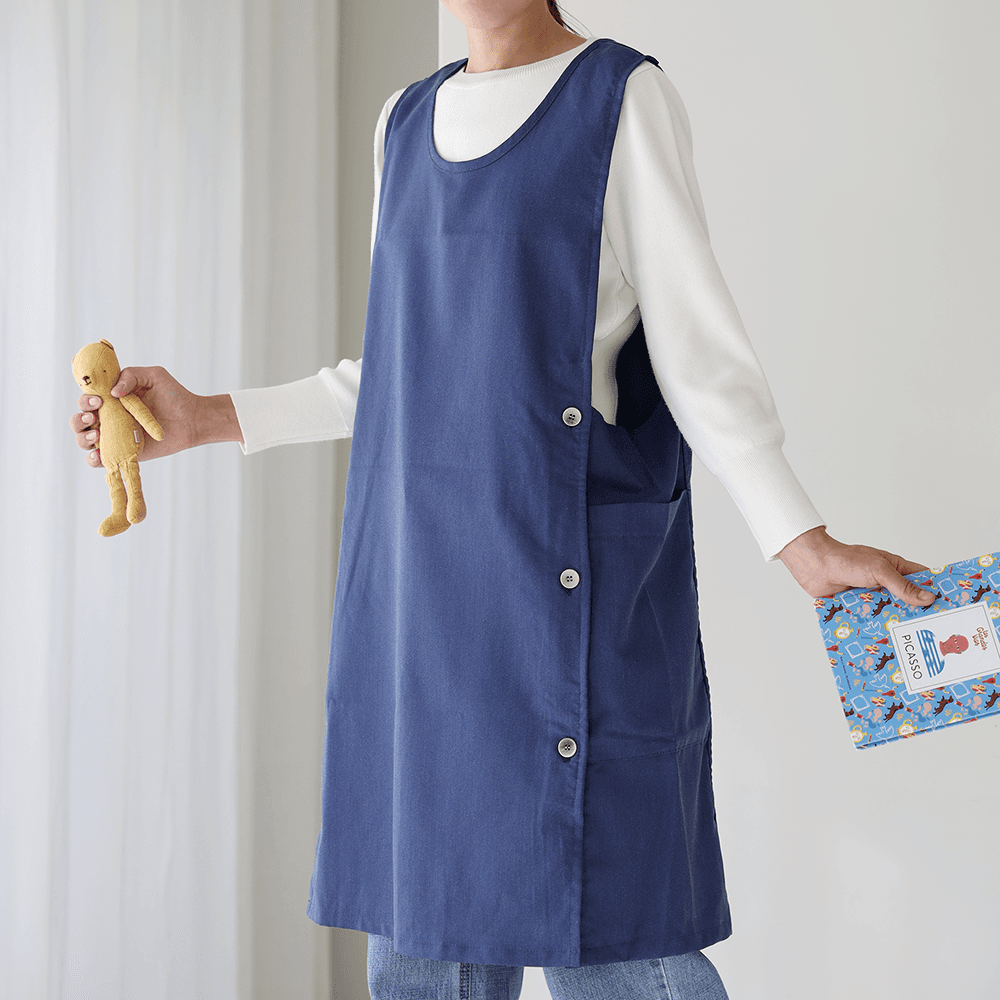 미소쌤 마켓 [미소쌤] 데님 앞치마 단추형 F 보육교사 원피스 빅사이즈 - 최저가 26,000원