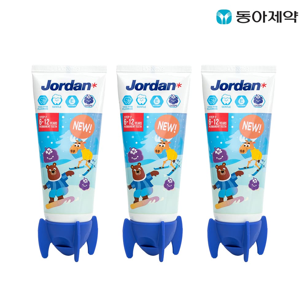 동아제약 생활 공식스토어 조르단 유아/어린이치약 뉴스텝 2단계 90g 3개입 고불소 비타민E 비건치약 - 최저가 14,900원