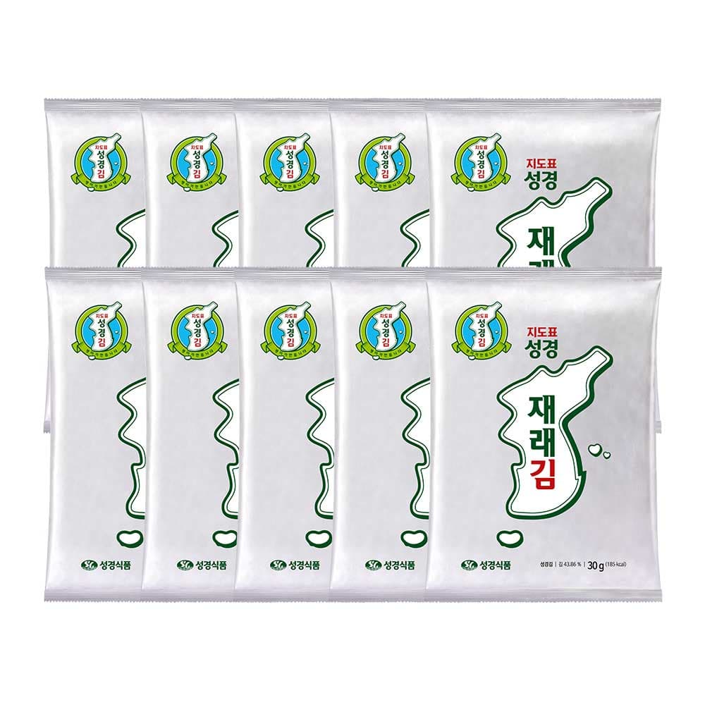 주식회사 성경식품 지도표 성경김 재래 전장김 조미 구운 김 30g, 10개