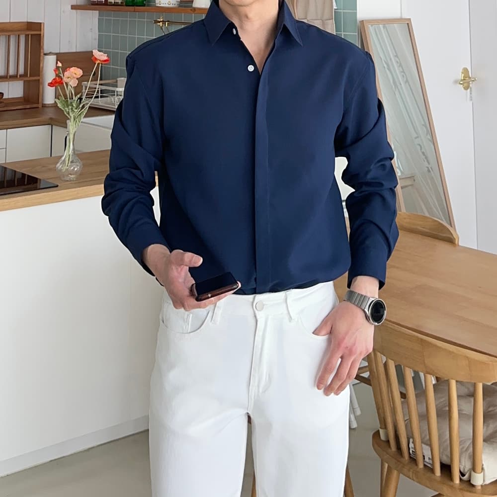 션타운 남자셔츠 구김없는 링클프리 실크 와이셔츠