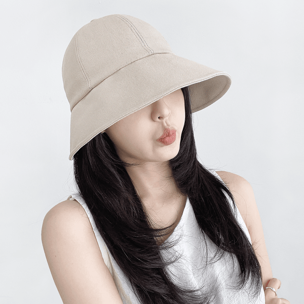 씨엘투 챙넓은 여성 린넨 버킷햇 자외선차단