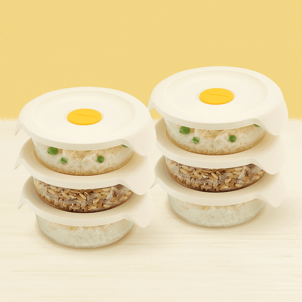 마르쿠진 스탠다드145 간편한끼 냉동밥용기 원형 유리 밀폐용기 390ml 3P 2세트
