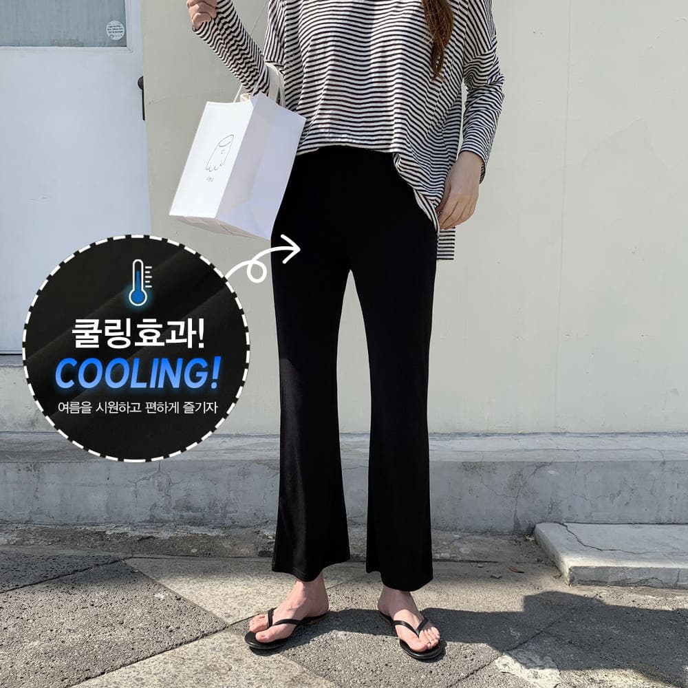 코이블리 찰랑 쿨링 나팔 밴딩팬츠 하이웨스트 세미 부츠컷슬랙스 여자 여름팬츠 빅사이즈
