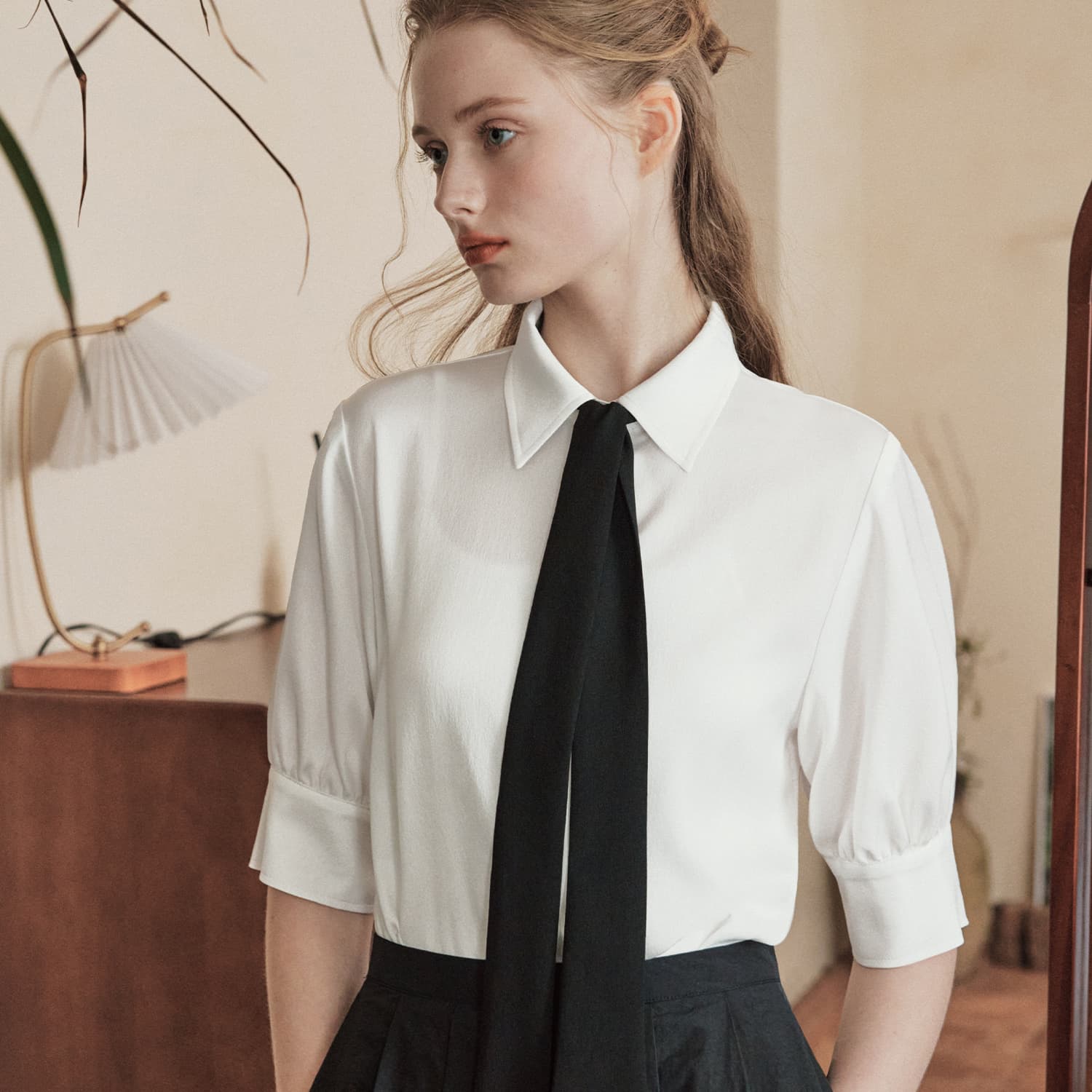 제로스트릿 [제로스트릿][2TYPE] 데일리 타이 블라우스 DAILY TIE BLOUSE - 최저가 49,000원