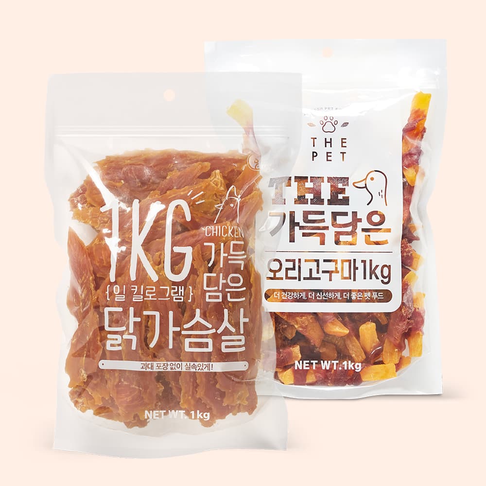 와이즈테일 슈퍼츄 강아지 닭가슴살 고구마 간식 1kg