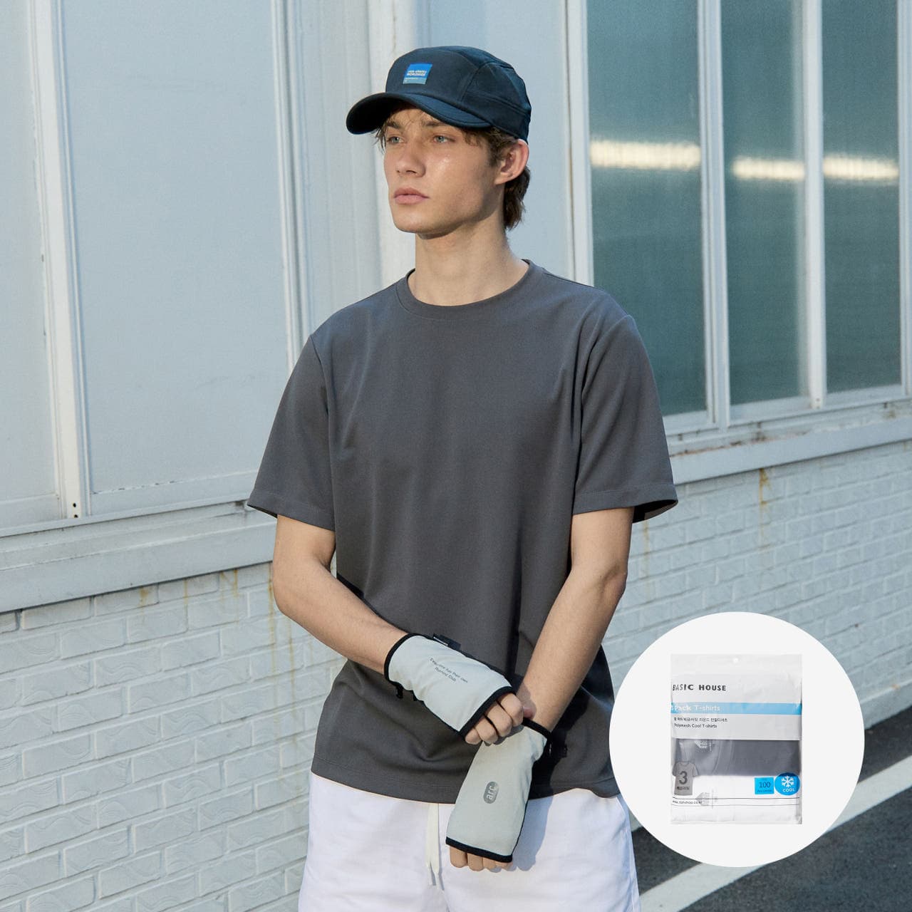 BASIC HOUSE 베이직하우스 쿨 브리더블 에어메쉬 숏 슬리브 티셔츠 3팩