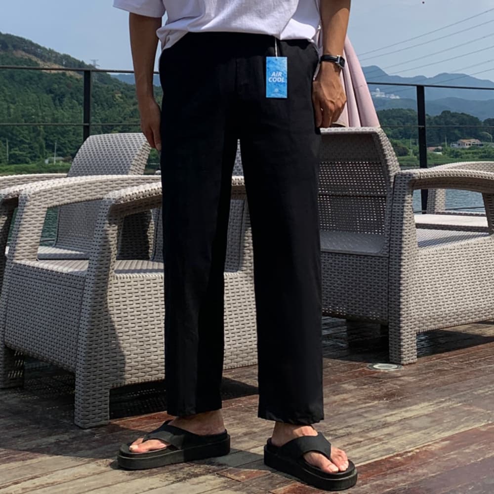 피팅남 남자 버테 여름 아이스 쿨링 린넨 테이퍼드핏 밴딩 팬츠 - 최저가 45,800원