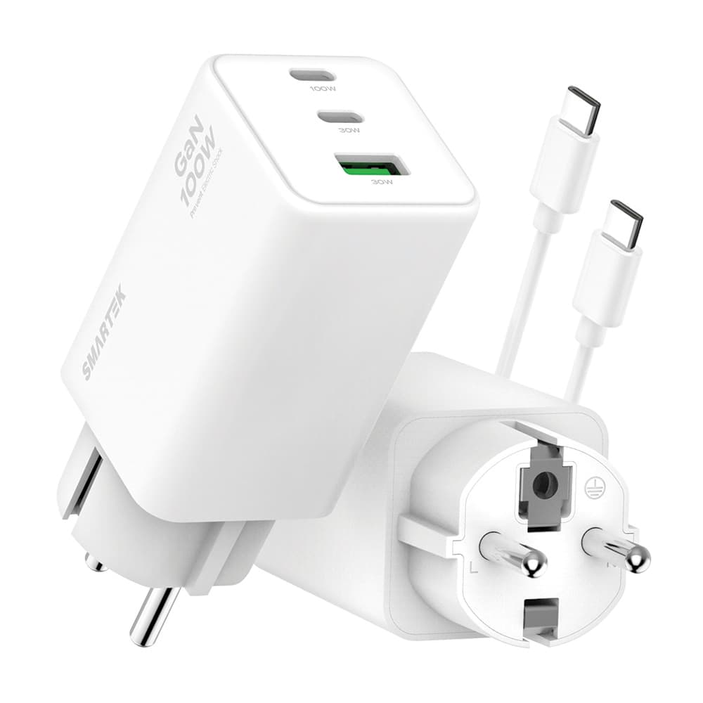 스마텍 공식몰 스마텍 초고속충전기 3포트 100W GAN PD 멀티 노트북 C타입 USB 케이블 포함