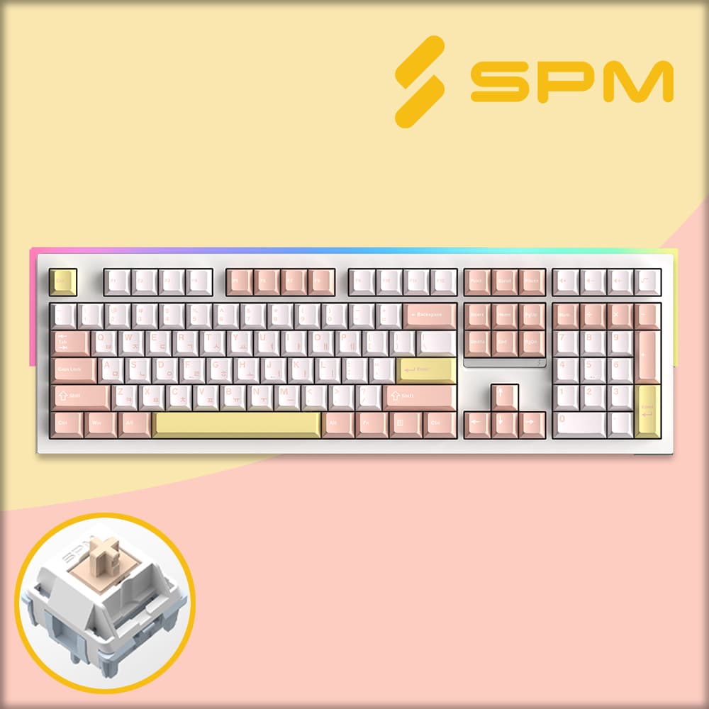게이밍기어 샵 SPM 몽돌 키보드 PL108W 풀배열 베이비핑크 저소음 목새축 45g