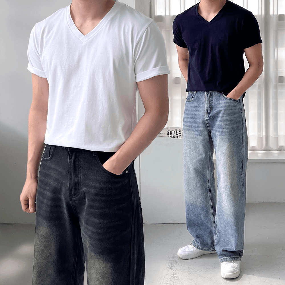 mamedro 남자브이넥반팔티 무지티셔츠 20수 흰색 - 최저가 29,800원