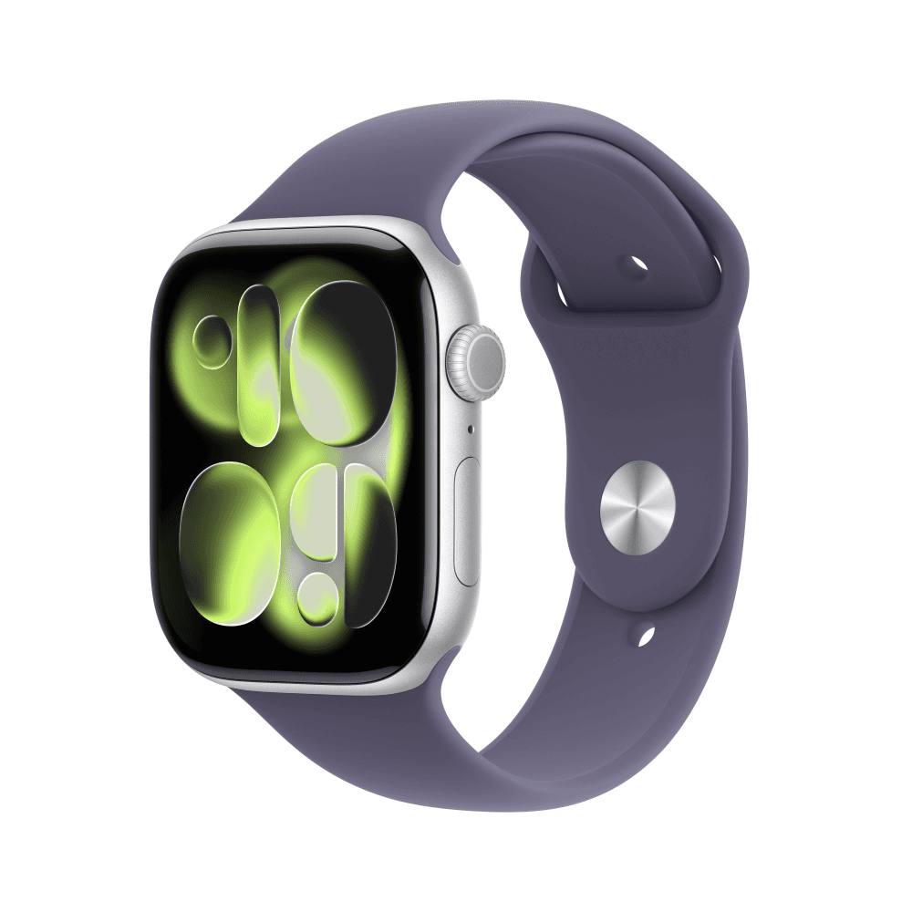 애플 공식 브랜드스토어 애플워치 11 GPS 실버 알루미늄 46mm 퍼플 포그 스포츠밴드 M/L - 최저가 639,000원