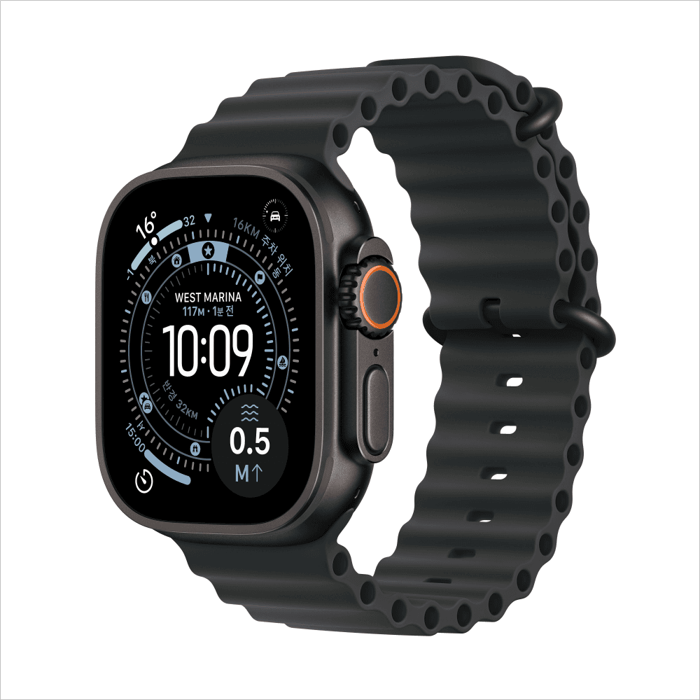 애플 공식 브랜드스토어 애플 애플워치 울트라 3 셀룰러 49mm 블랙 티타늄 블랙 오션 밴드 - 최저가 1,249,000원