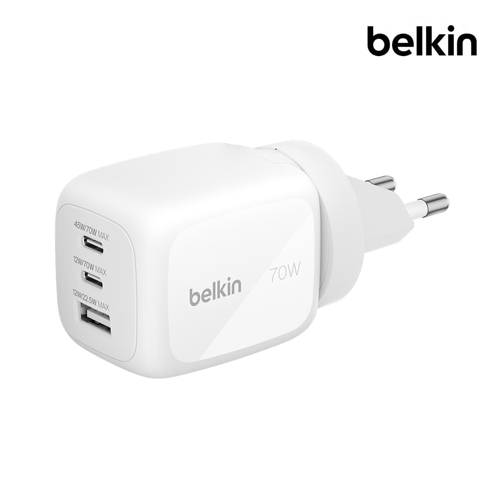벨킨공식몰 벨킨 부스트차지 프로 70W 3포트 USB-C USB-A 충전기 WCH018