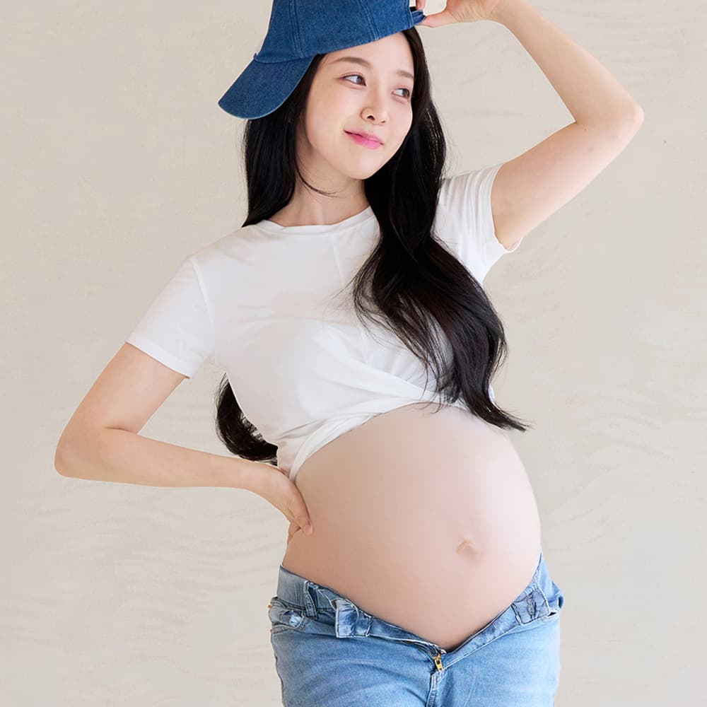 라라페어리 임산부 크롭티 셀프 만삭 사진 촬영 임부복