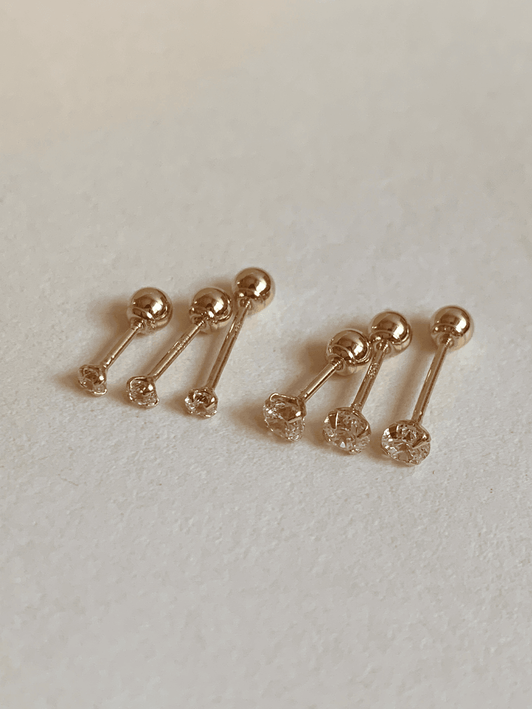 르앙 Leang 14k 미니 큐빅 피어싱 2mm 3mm 금 귀걸이