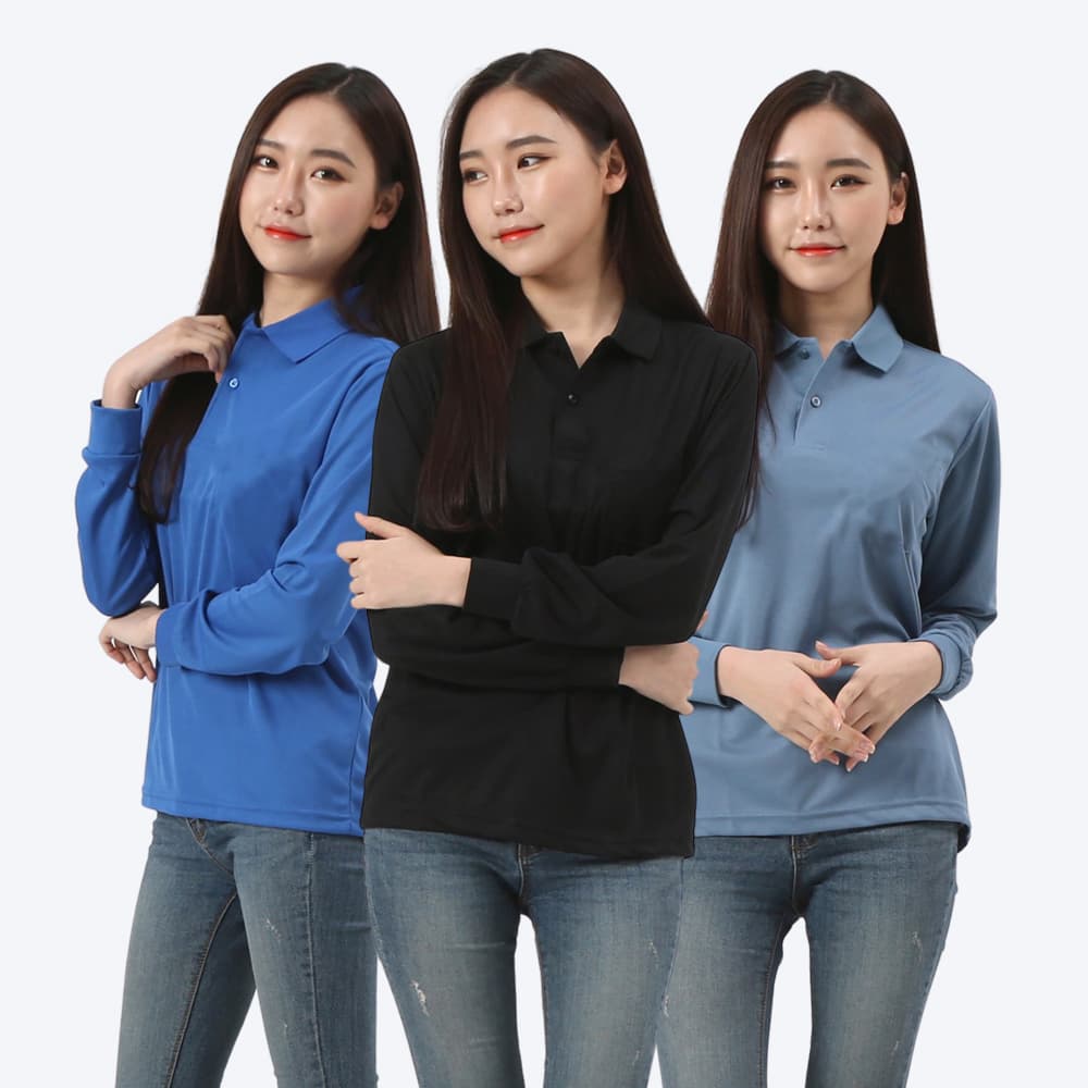 동화하우스 남녀공용 에어로쿨 기능성 긴팔 카라티 쿨티셔츠 무지 FGS