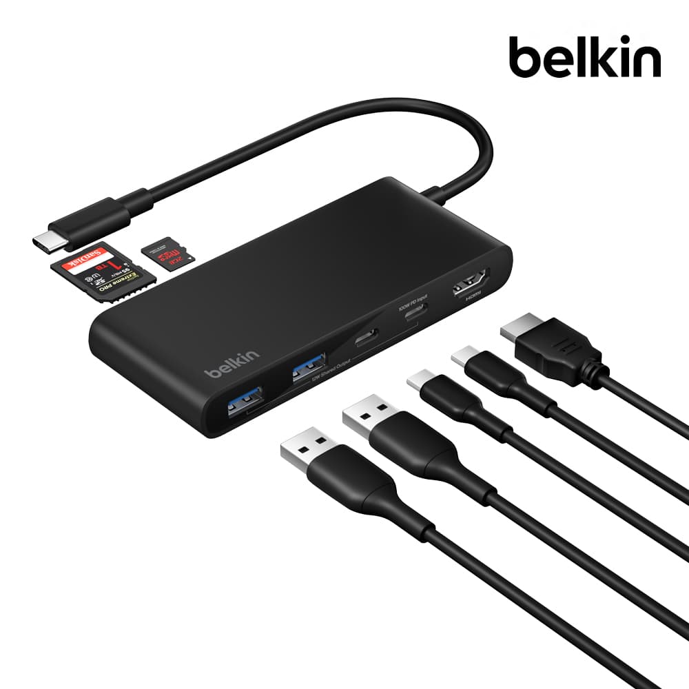 벨킨공식몰 벨킨 7in1 USB C타입 멀티 허브 HDMI AVC023fq
