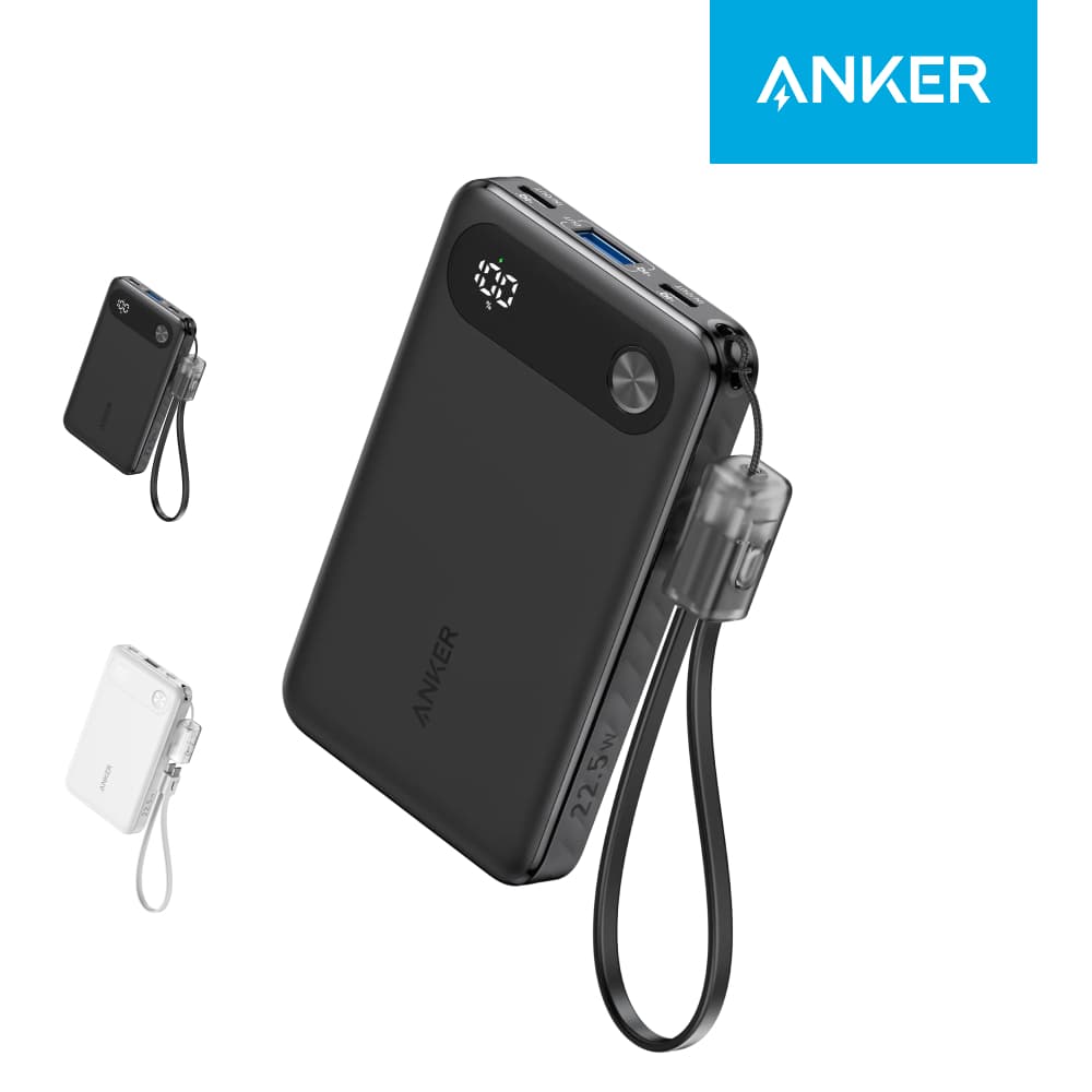 앤커 공식스토어 앤커 파워뱅크 10000mAh 22.5W 보조배터리 C타입 케이블 일체형 A1257