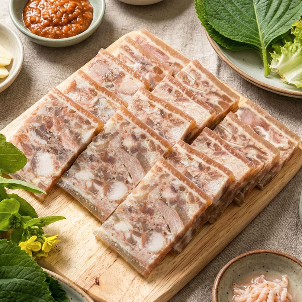 팜 공식몰 금수명가 옛날 진 편육 국내산 돼지 머릿고기 500g 소스 제공