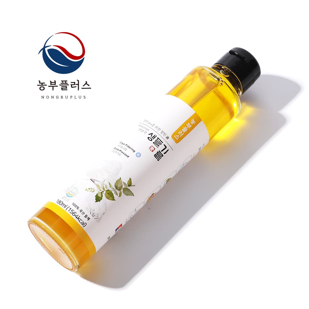 농부플러스 국산 들기름 냉압착 생들기름 180ml 농부플러스