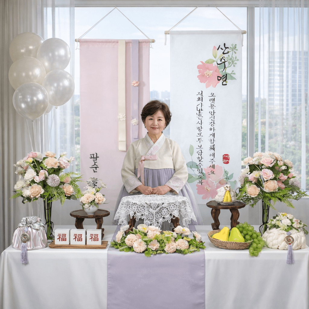 소문난돌상 팔순상차림 산수연 팔순상대여 셀프 80세 생신 잔치상 B06퍼플