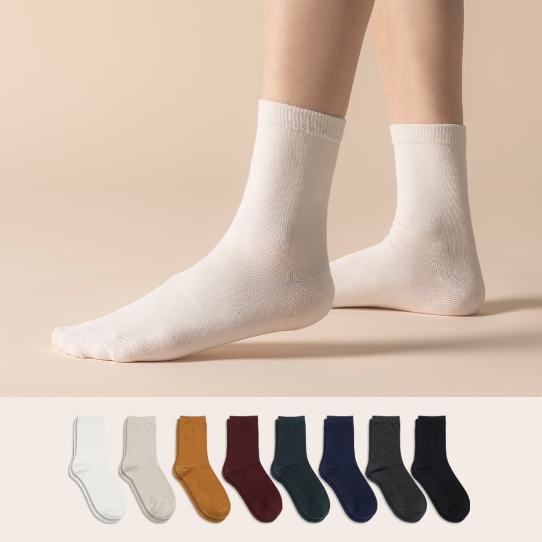 삭피엔스 삭피엔스 36g 여자 중목 무지 양말 8켤레 세트