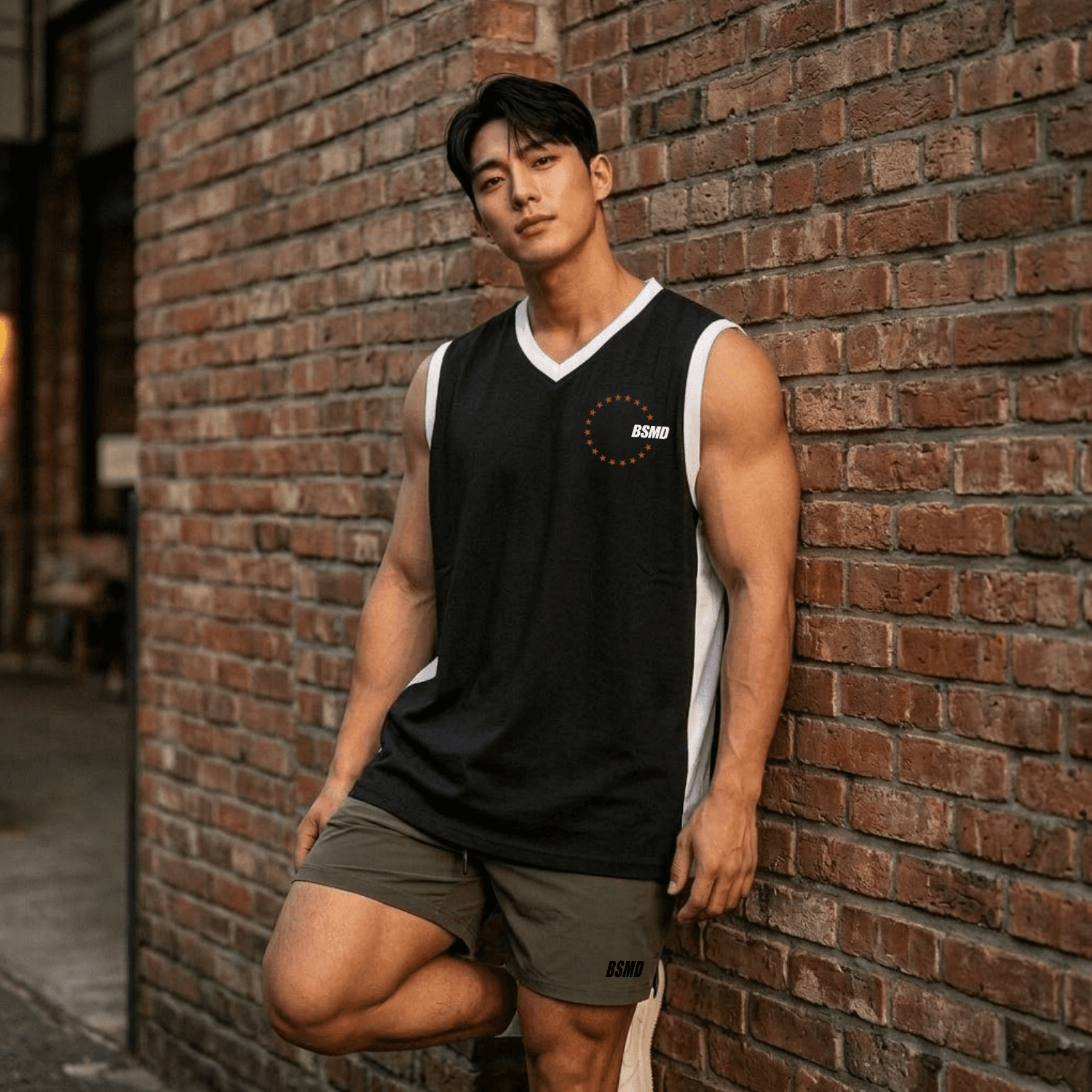 비스트모드 비스트모드 스타로고 럭비 메쉬 헬스 나시 티셔츠 오버핏