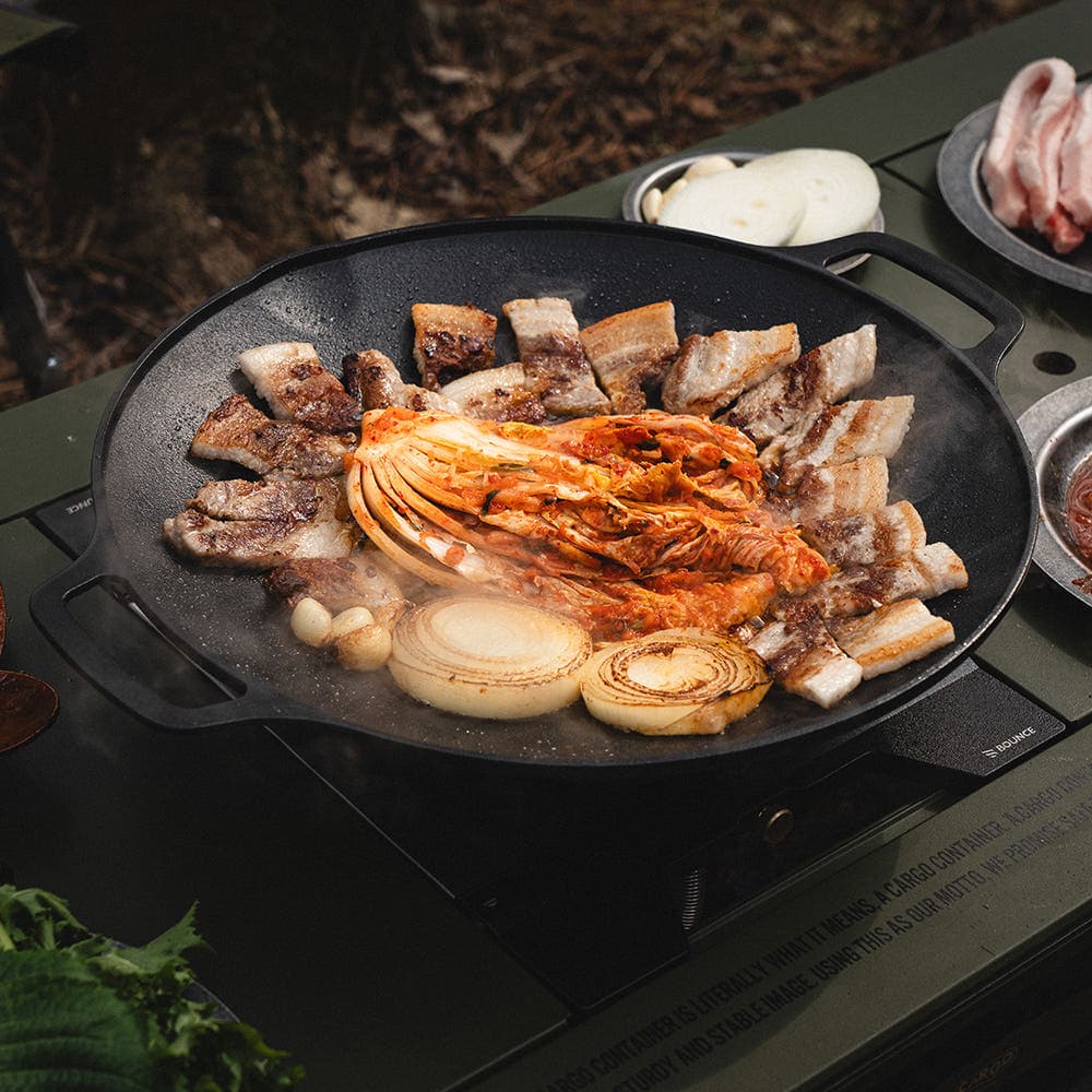 인디에이 카고컨테이너 캠핑 엔드 그리들 전골팬 구이팬 5중코팅 36cm - 최저가 38,000원