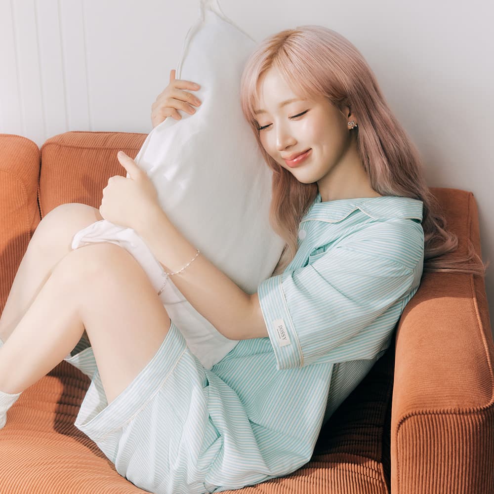 DOSSY 코튼라이크 민티 반팔 카라 커플 잠옷 세트 2PACK