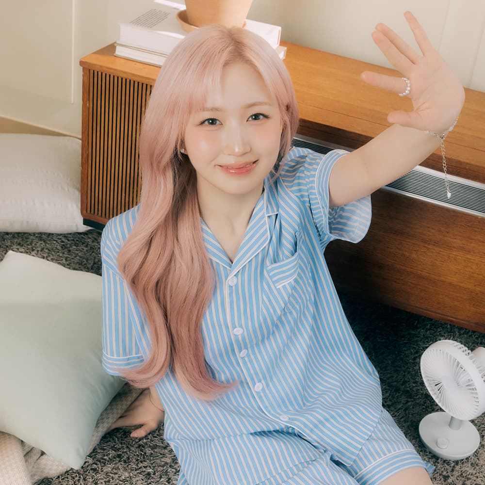 DOSSY 실크핏 마리나 반팔 카라 세트 커플잠옷 여름 홈웨어 파자마