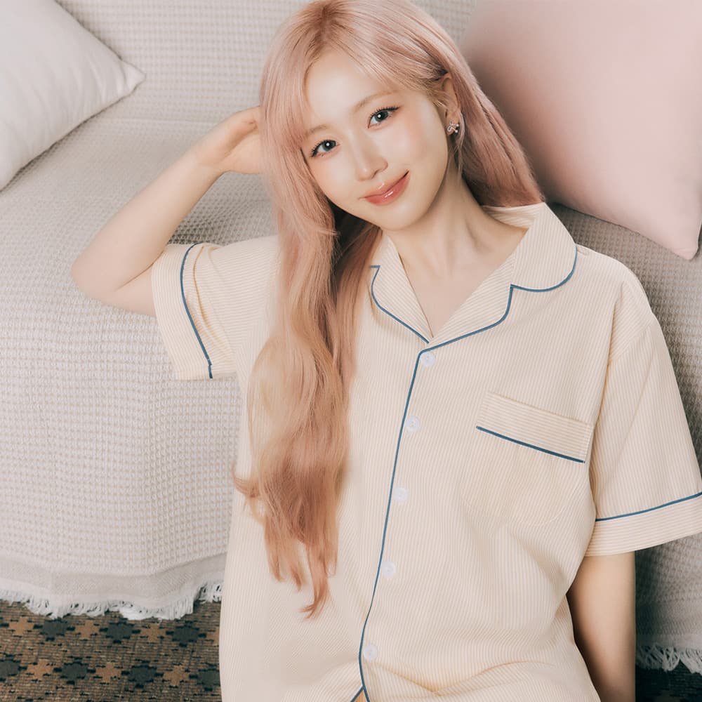 DOSSY 실크핏 클린 반팔 파자마 세트 커플잠옷 여름 홈웨어