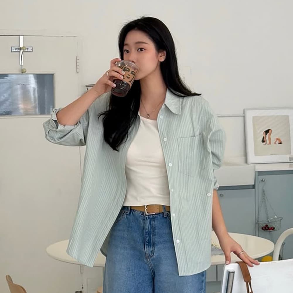 JUCYJUDY 쥬시쥬디 시어서커 스트라이프 셔츠 J1WS024A