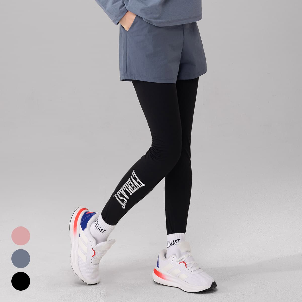 EVERLAST Korea 에버라스트 여성 투인원 반바지 레깅스 일체형 빅로고
