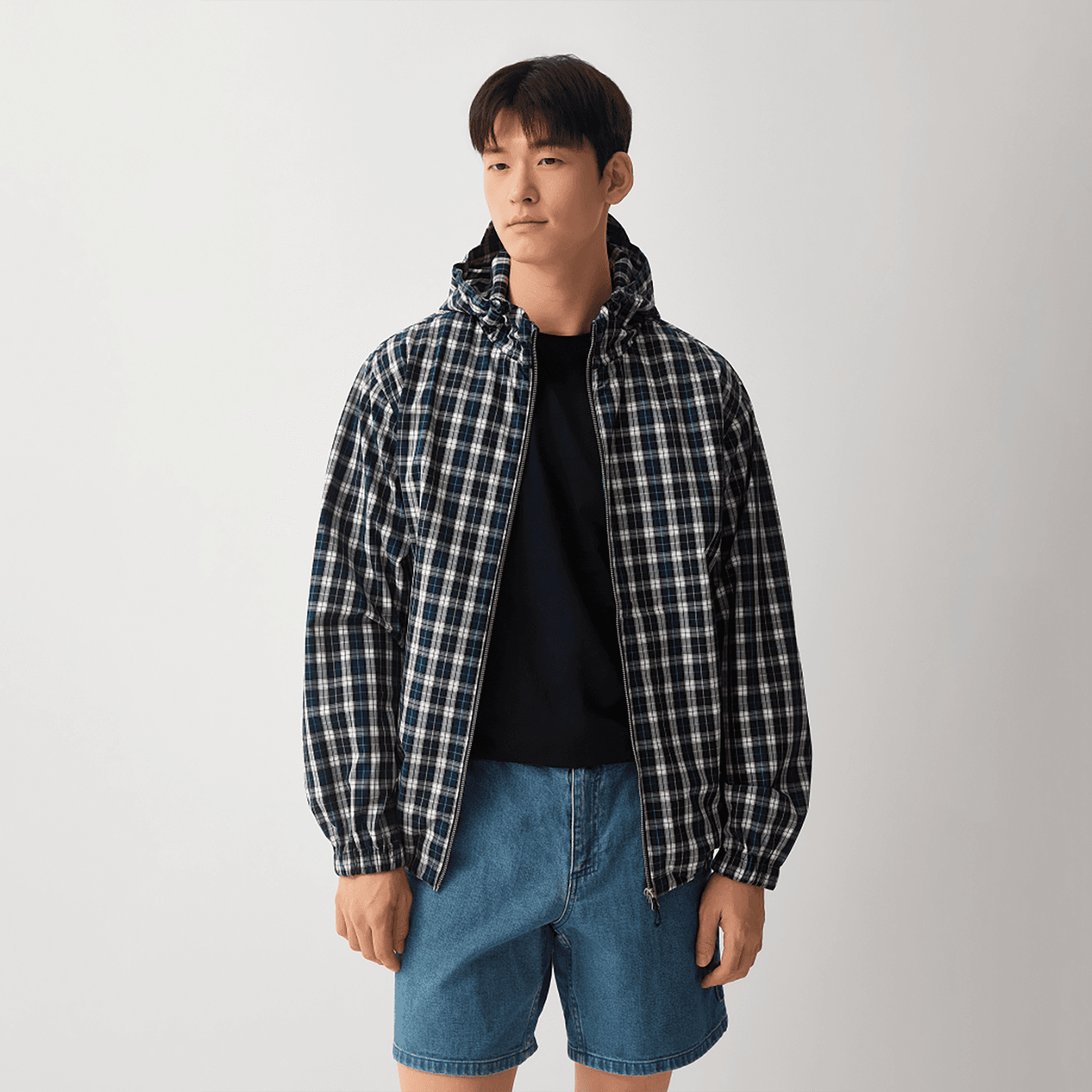 스파오 스토어 스파오 체크 후드 윈드브레이커 SPJJG23CY2