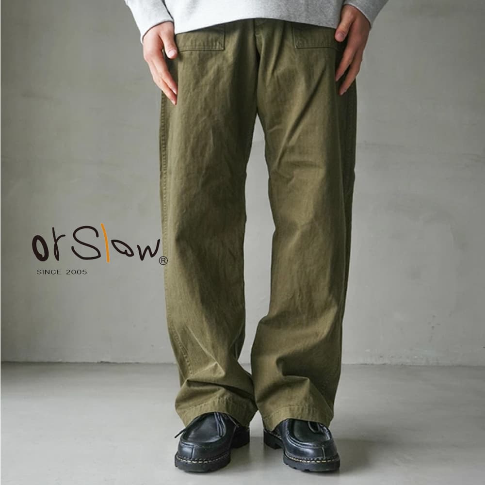 모어댄잇 오어슬로우 헤링본 빈티지 핏 퍼티그 팬츠 03-V5002-76