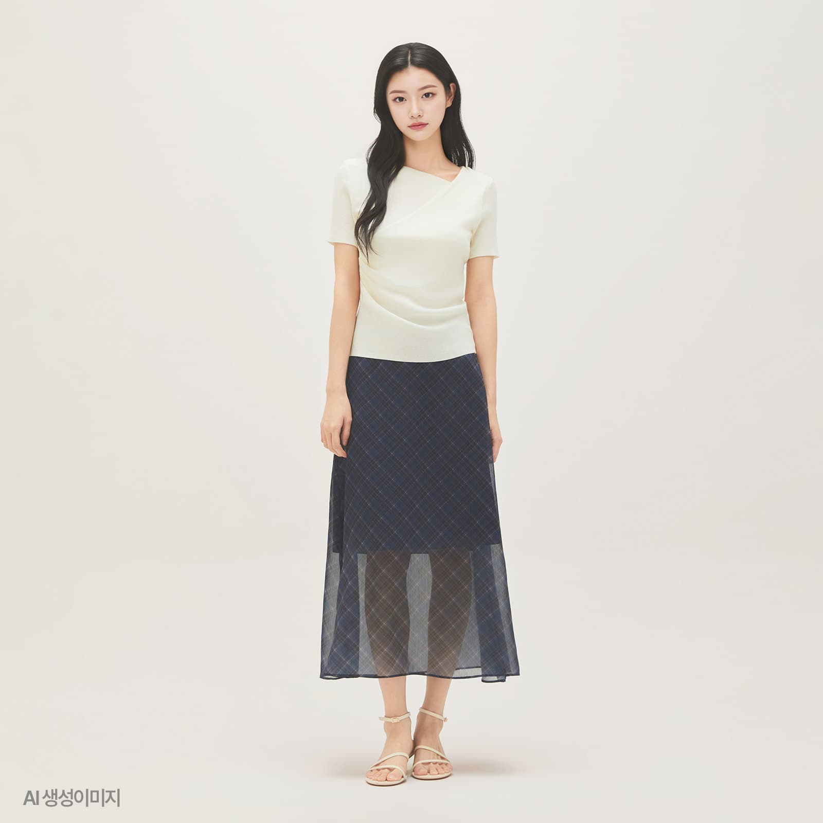 roem 로엠 체크 롱 스커트 RMWHG24RT1