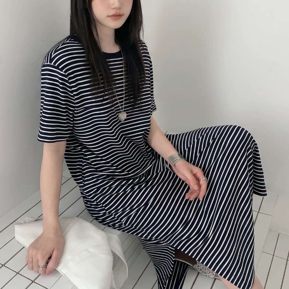 보통 의 날들 캡내장원피스 브라캡 원마일웨어 홈드레스 스트라이프 무지 반팔 롱 - 최저가 26,900원
