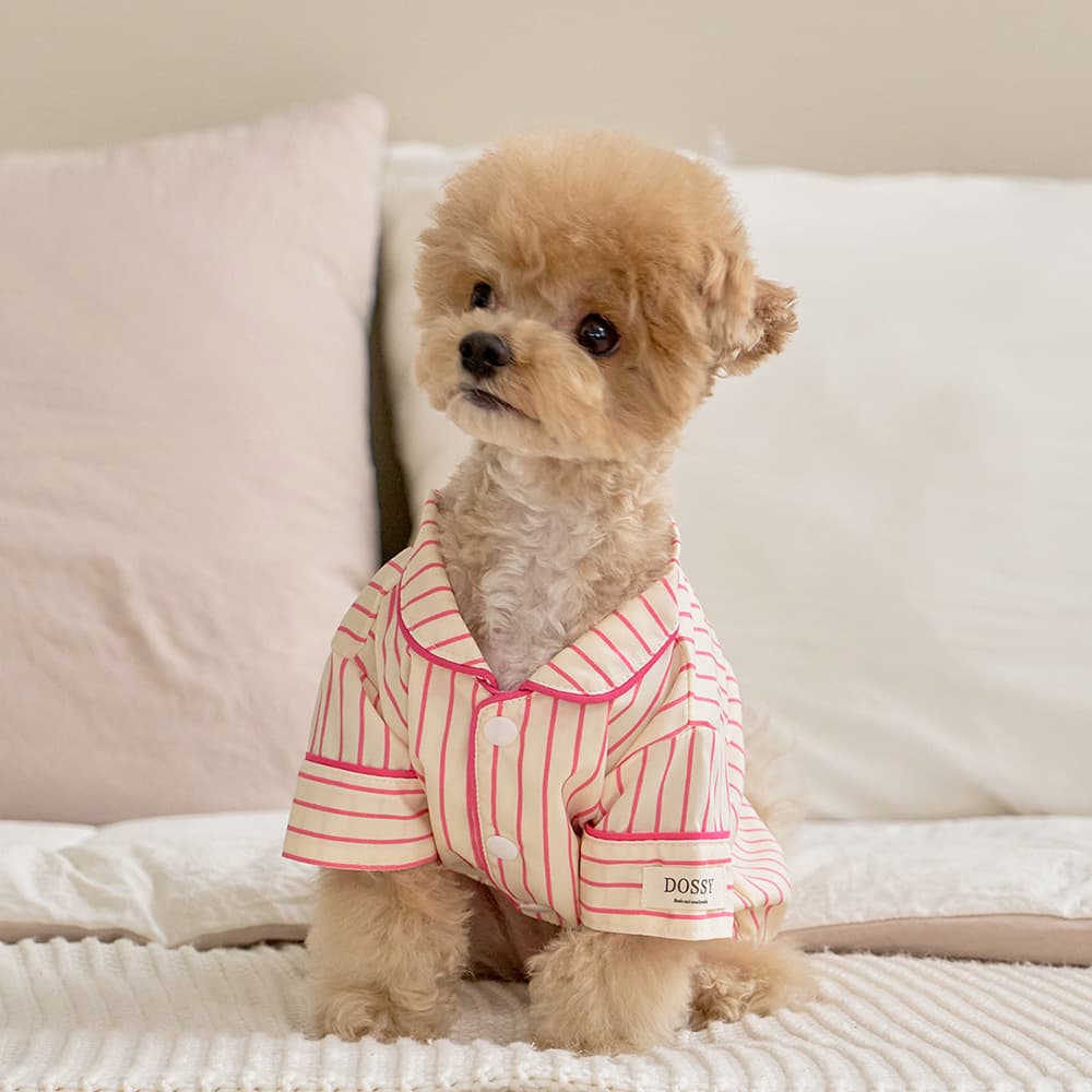 DOSSY 실크핏 러브썸 펫 잠옷 강아지 고양이 파자마