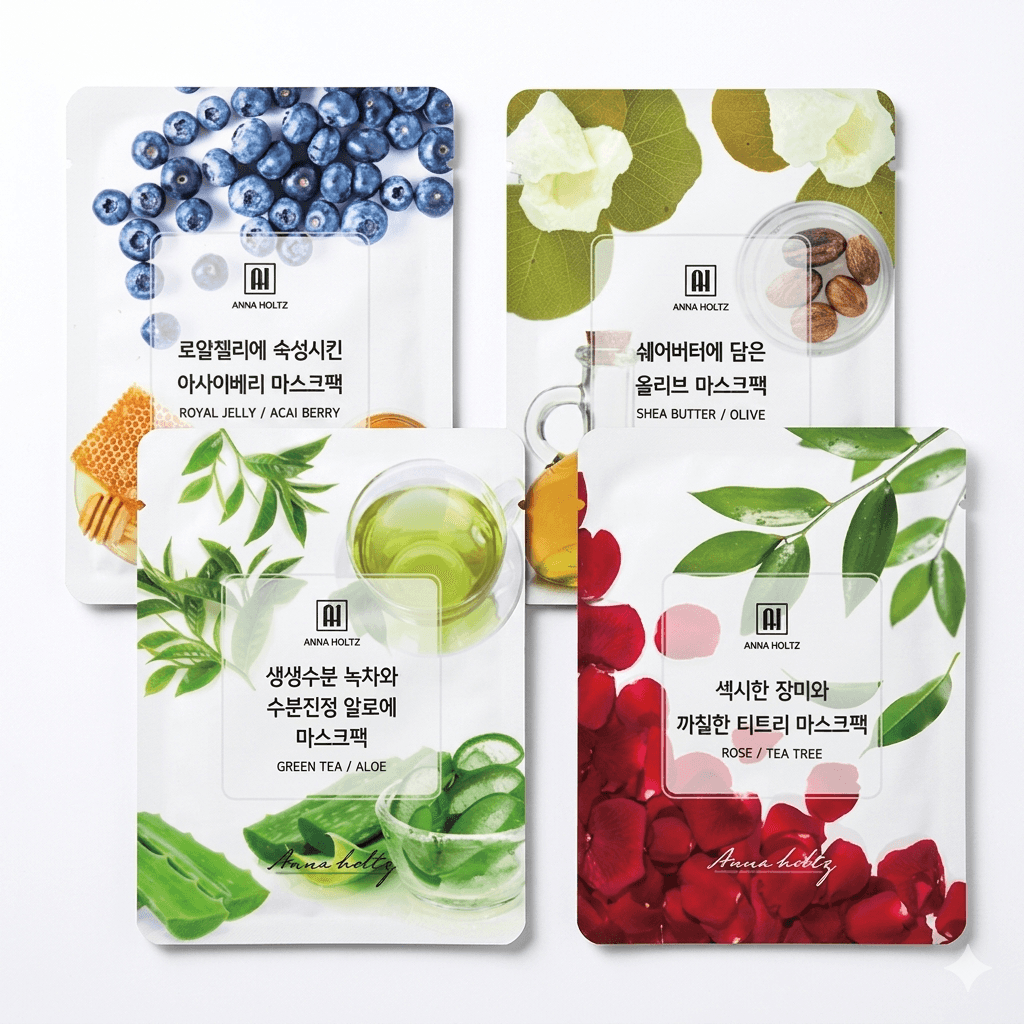 안나홀츠 안나홀츠 순면 에센스 젤 수분 마스크팩 시트 4종 100매