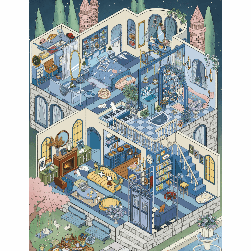 문고라니 3D 방꾸미기 스티커 대형 복층시리즈 블루 - 최저가 3,800원