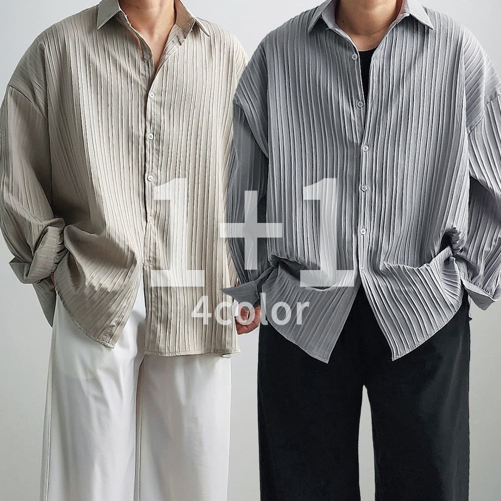 리얼타임 1+1 시어서커셔츠 구김없는셔츠 남자여름남방