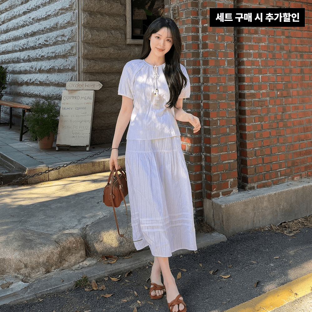 클라비스 클라비스 태슬 블라우스/레이스 롱스커트/쿨 팬츠 셋업